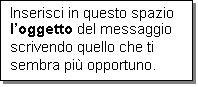 Casella di testo: Inserisci in questo spazio loggetto del messaggio scrivendo quello che ti sembra pi opportuno.